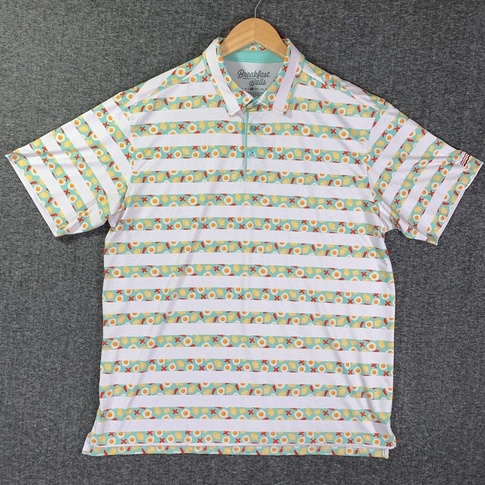 Breakfast Balls Polo Men Extra Large AOP Geometric Golf Performance Stretch